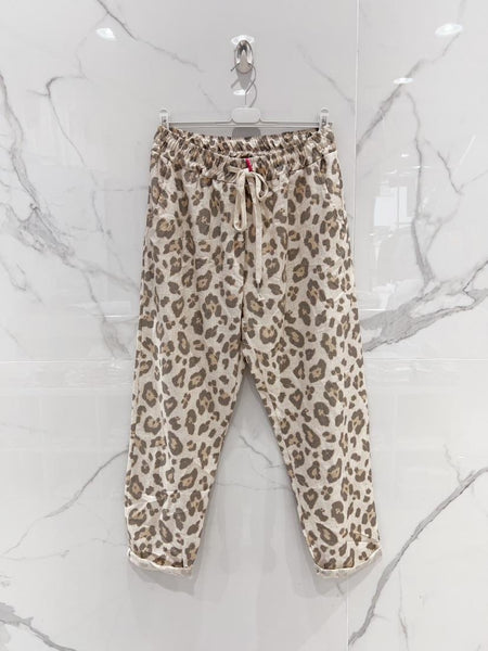 Leopard Print Linen Pants
