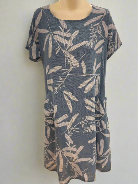 Leaf Print Cotton Dress