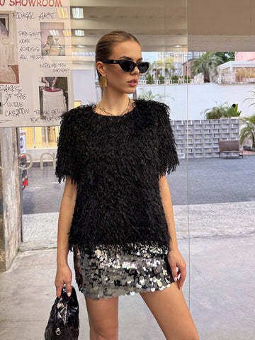 Short Sleeve Detail Top