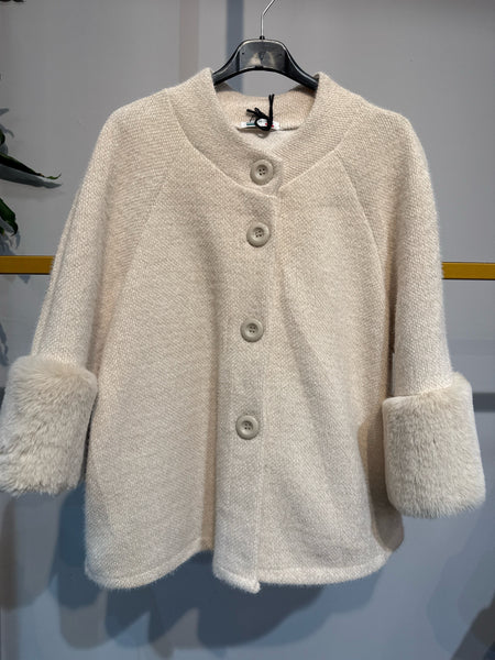 Fur/Trim Crop Cardigan