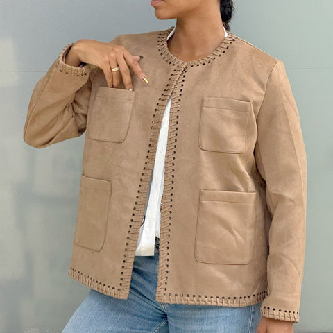 Ultra Suede Stitch Trim Jacket