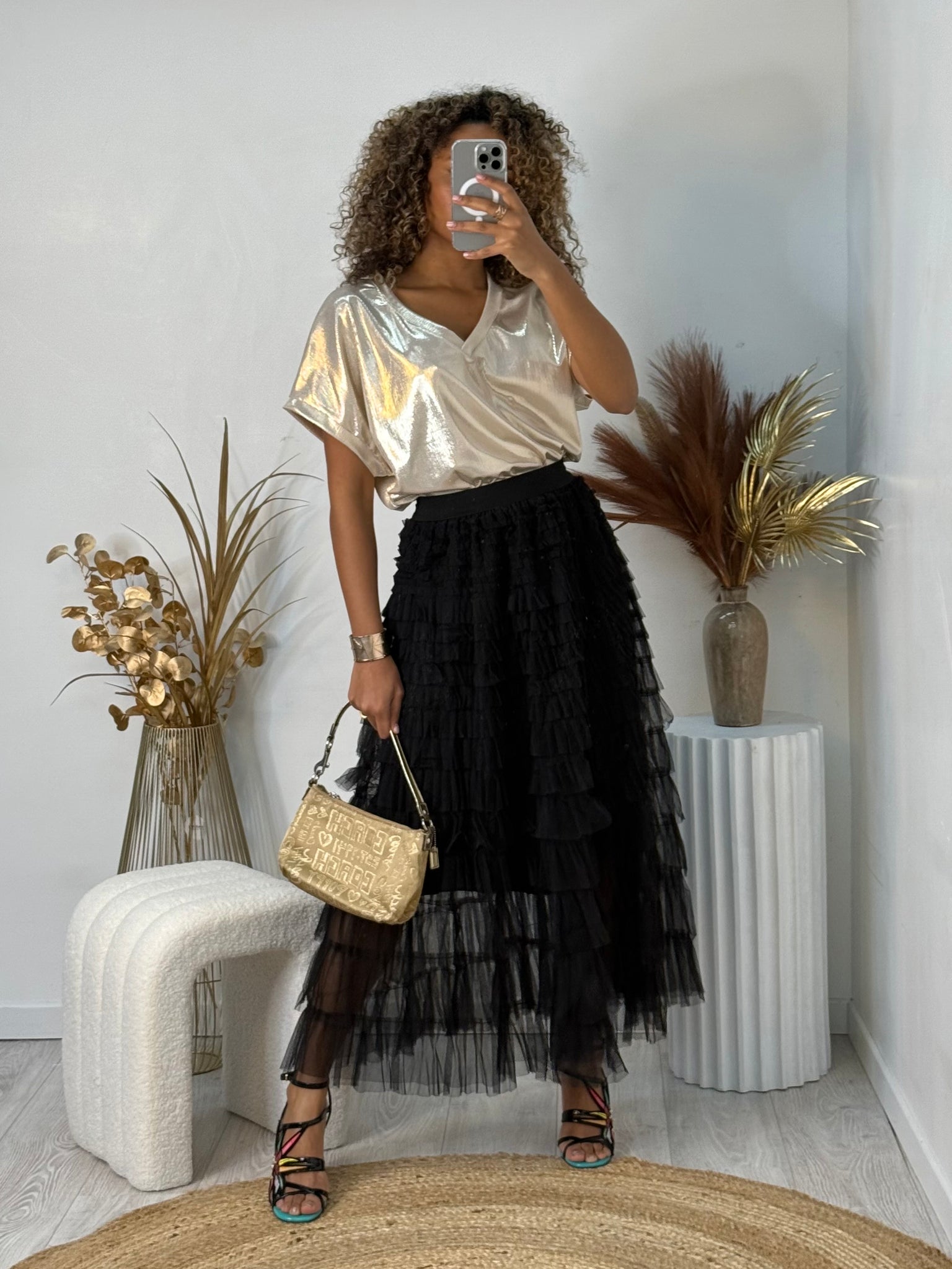 Long Layered Lace Skirt
