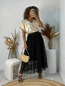 Long Layered Lace Skirt