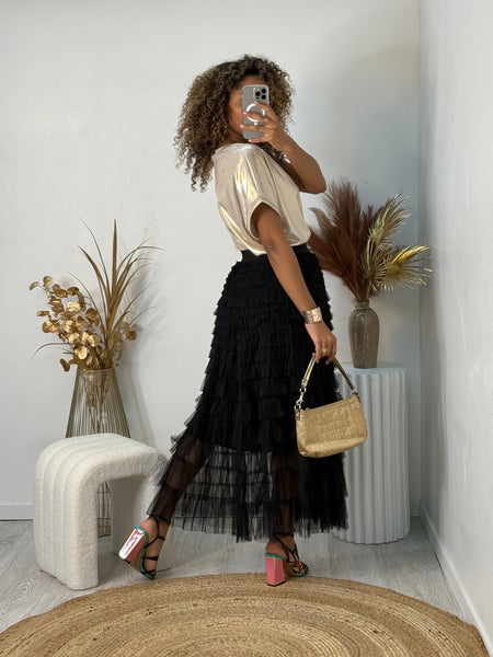 Long Layered Lace Skirt