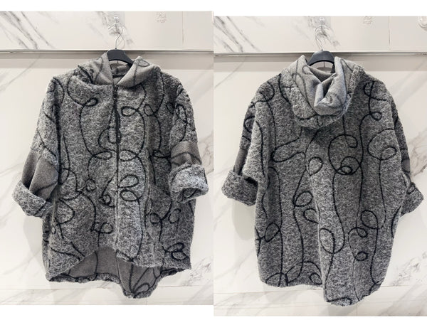 Boiled Wool Zipper Front Coat