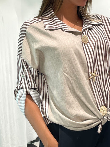 Button Front Stripe Shirt