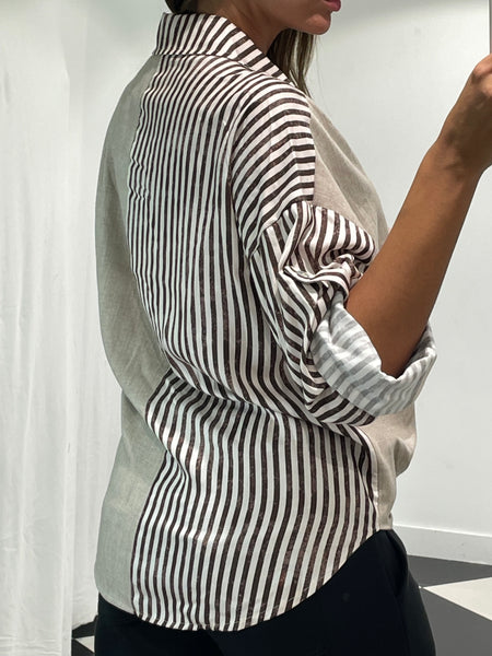 Button Front Stripe Shirt