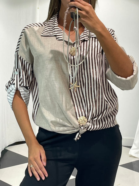 Button Front Stripe Shirt