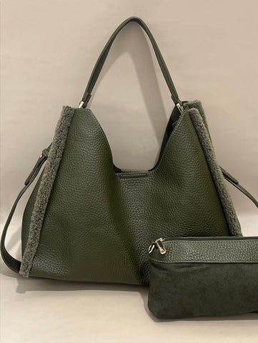 Fur trim Hand Bag