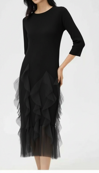 Long Sleeve Knit Bottom Detail Dress