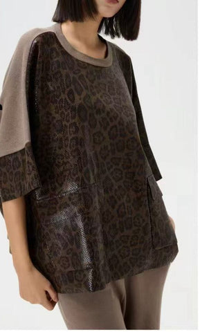 3/4 Sleeve Animal Print Top
