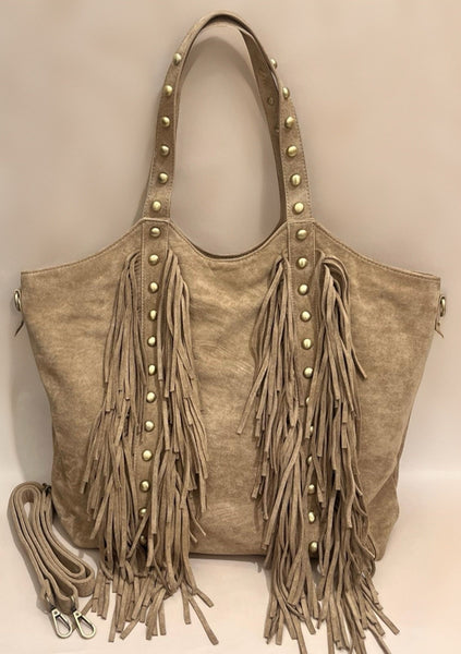 Stud/Fringe Detail Hand Bag