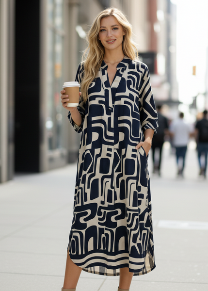 Long Sleeve Print Dress