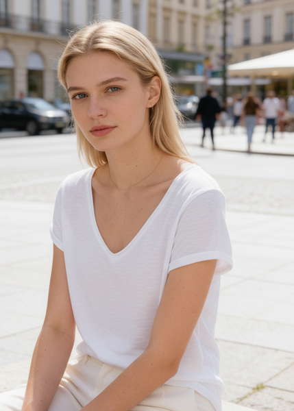 Short Sleeve Cotton Blend Top