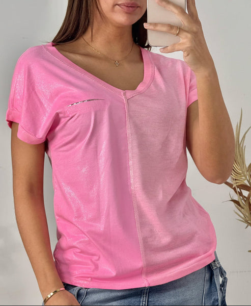 Short Sleeve Pocket Detail Top