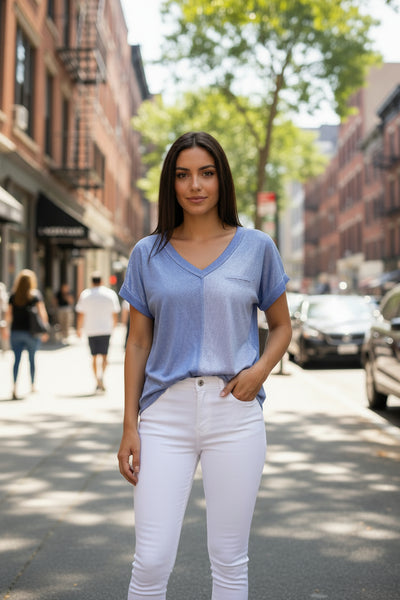 Short Sleeve Pocket Detail Top