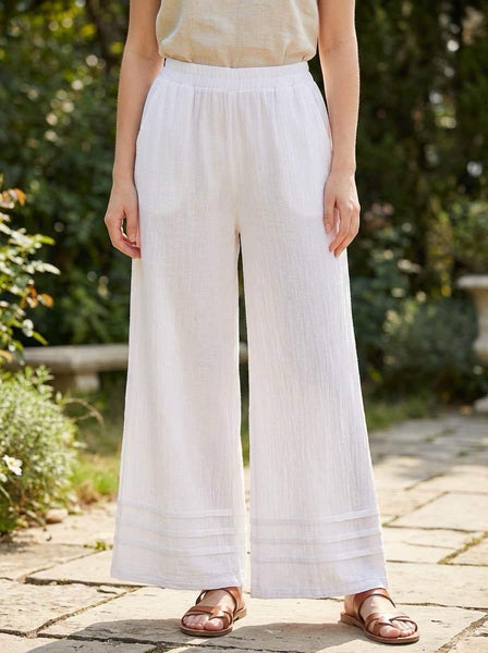 Detail Bottom Wide Leg Pants - Italian