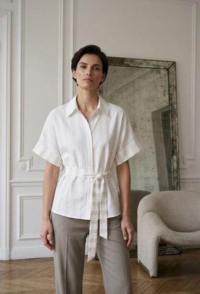 Short Sleeve Belted Top