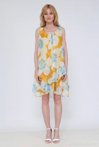 Sleeveless Floral Print Silk Dress - Italian