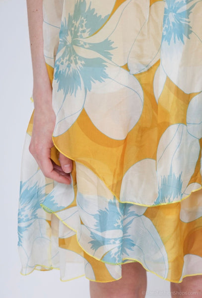 Sleeveless Floral Print Silk Dress - Italian