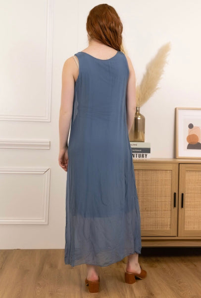 Sleeveless Long Silk Dress - Italian