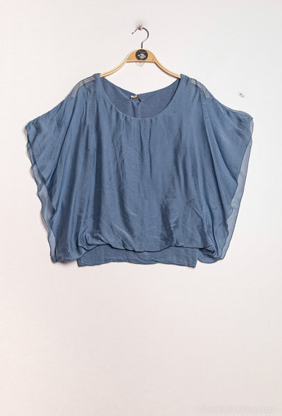 Bat Sleeve Basic Silk Blouse - Italian