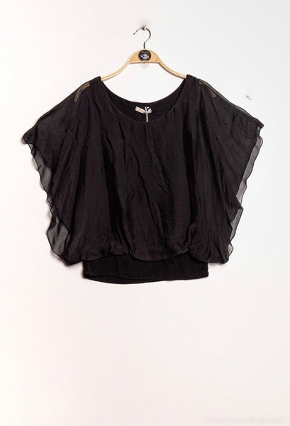 Bat Sleeve Basic Silk Blouse - Italian