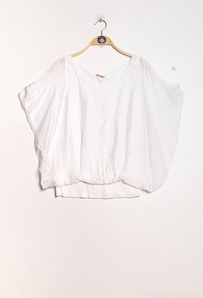 Bat Sleeve Basic Silk Blouse - Italian