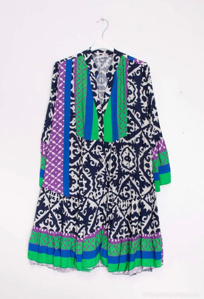 Long Sleeve Print Dress - Italian