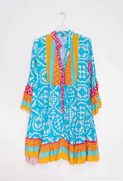 Long Sleeve Print Dress - Italian