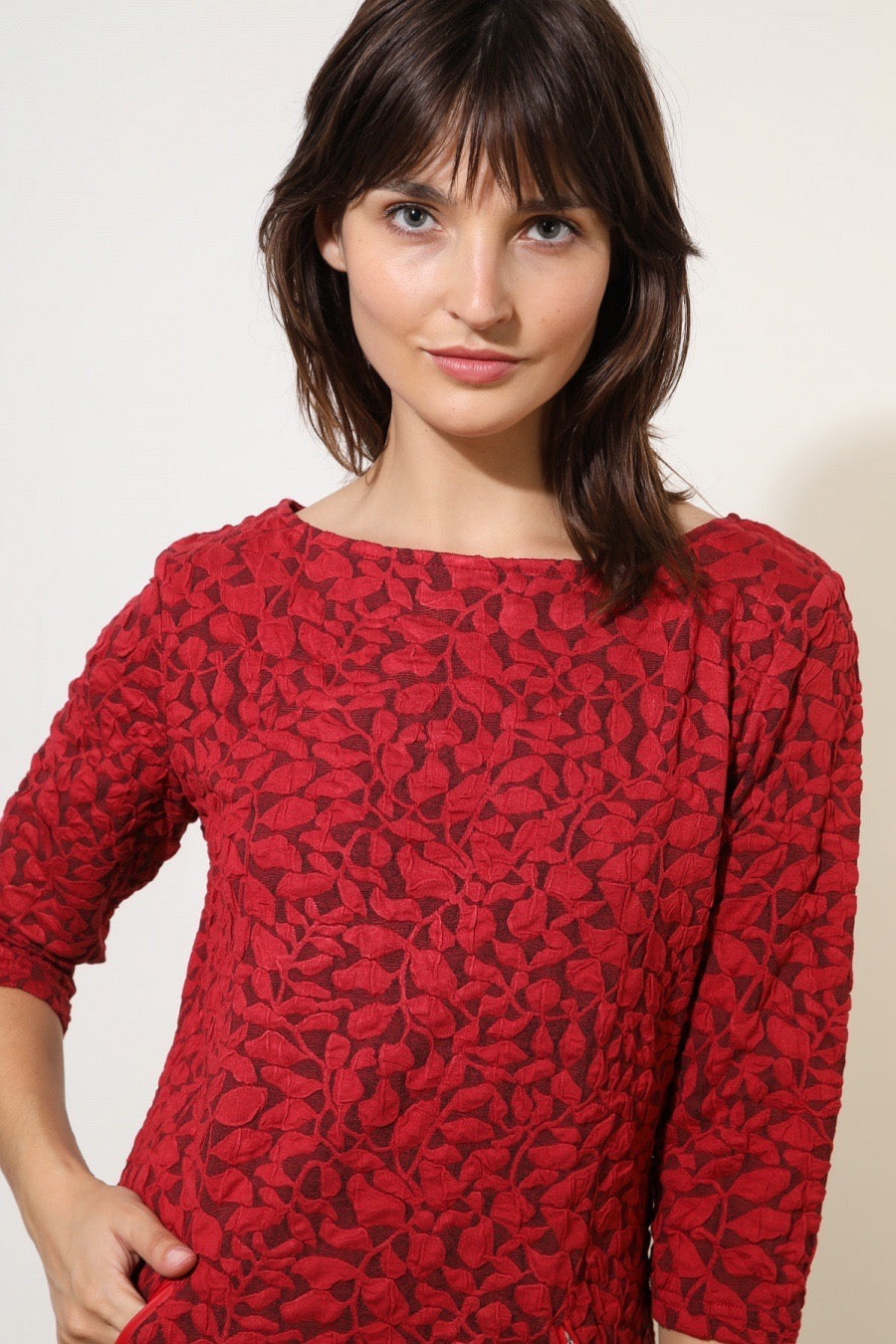 3/4 Sleeve Leaf Print Dress