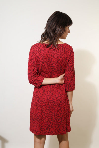 3/4 Sleeve Leaf Print Dress