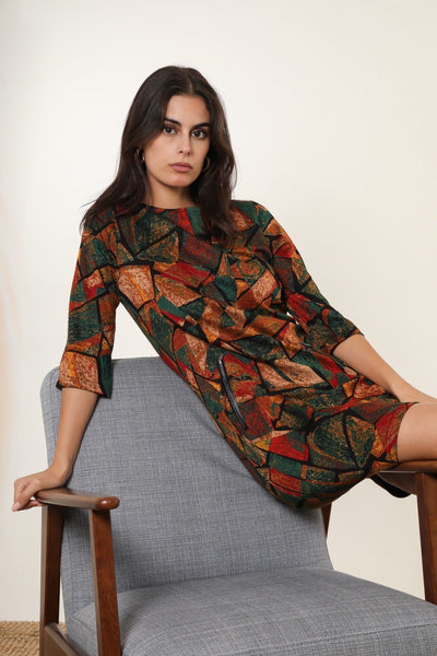 Cotton Mixed Print Dress