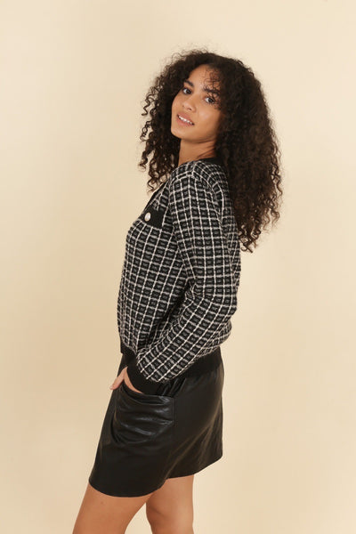 Plaid Sweater Cardigan