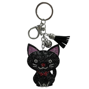 Kitty Rhinestone Key Chain With Tassel
