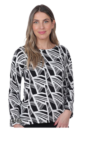 Long Sleeve Round Neck Print Light Sweater