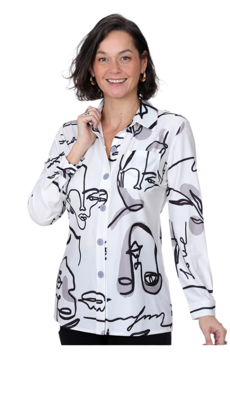 Long Sleeve Printed Blouse