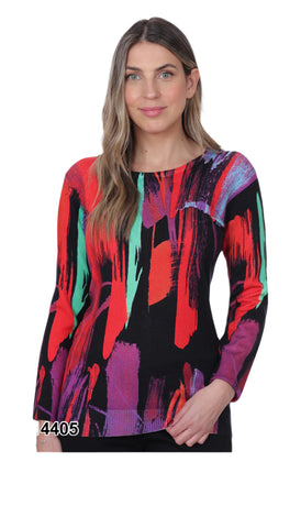 Long Sleeve Printed Knit Sweater