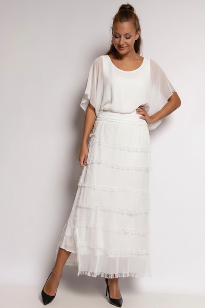 Long Layered Silk Skirt -  Italian