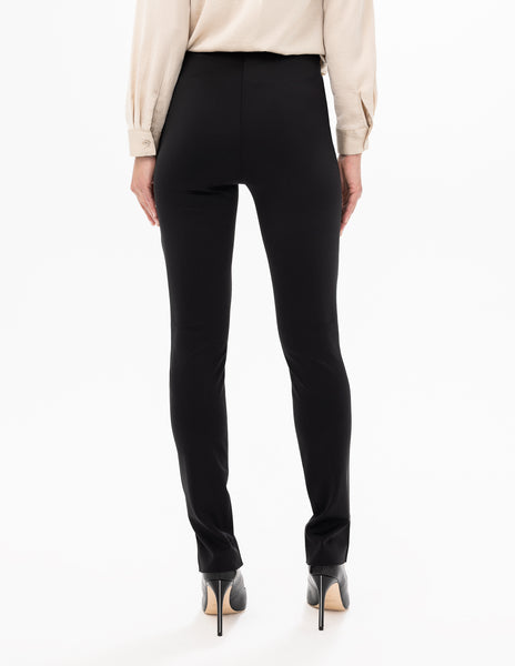 Pull-On Slim Pants With Front Slit