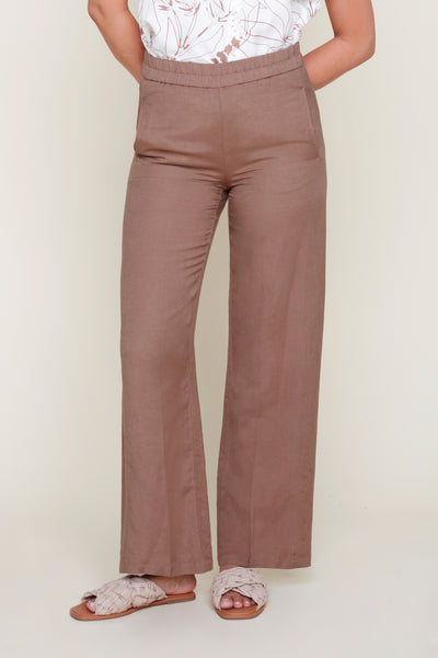 Linen Pull-On Wide Leg Pants