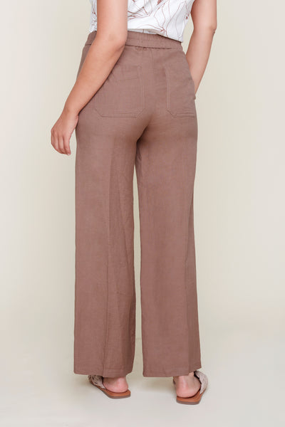 Linen Pull-On Wide Leg Pants