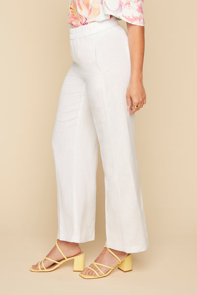 Linen Pull-On Wide Leg Pants
