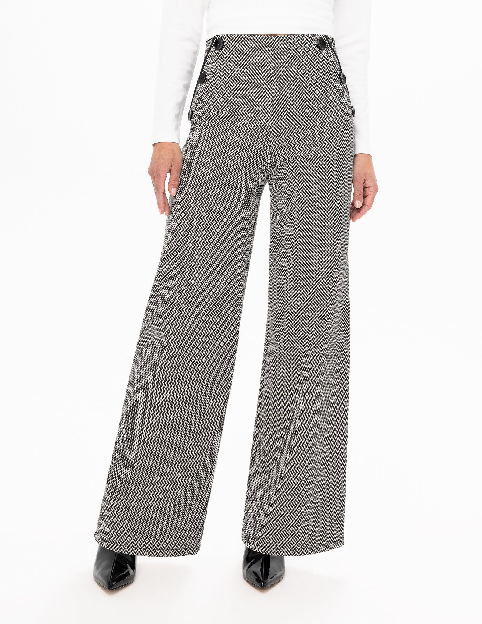 Pull-On Wide Leg Geo Print Pants