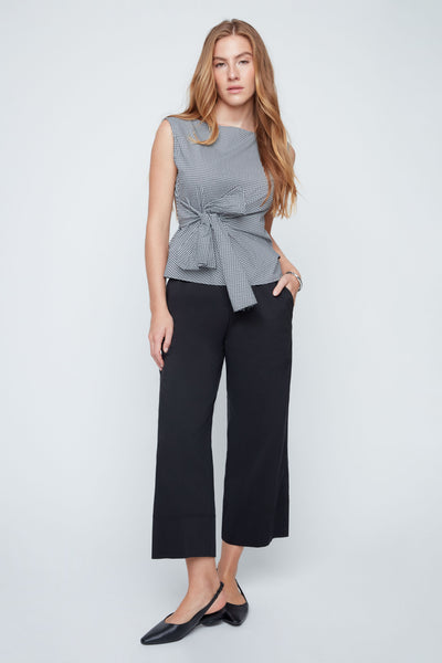 Wide Leg Cotton Mix Pants
