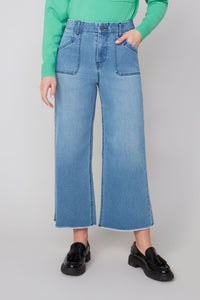 Cropped Wide Leg Denim Pants