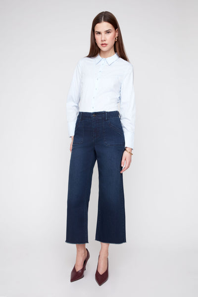 Cropped Wide Leg Denim Pants