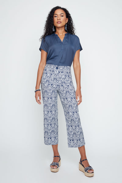 Crop Straight Leg Print Pants