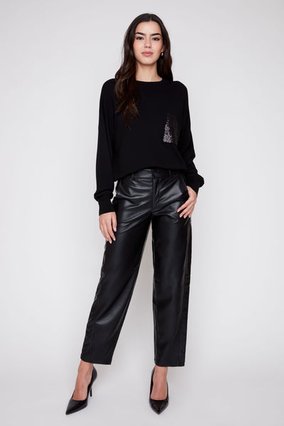 Barrel Leg Pleather Pants