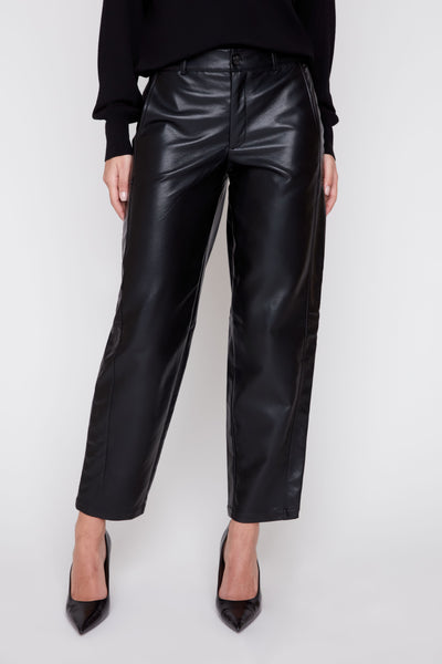 Barrel Leg Pleather Pants